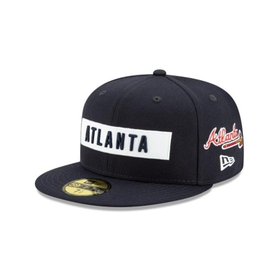 Blue Atlanta Braves Hat - New Era MLB Boxed Wordmark 59FIFTY Fitted Caps USA2574031